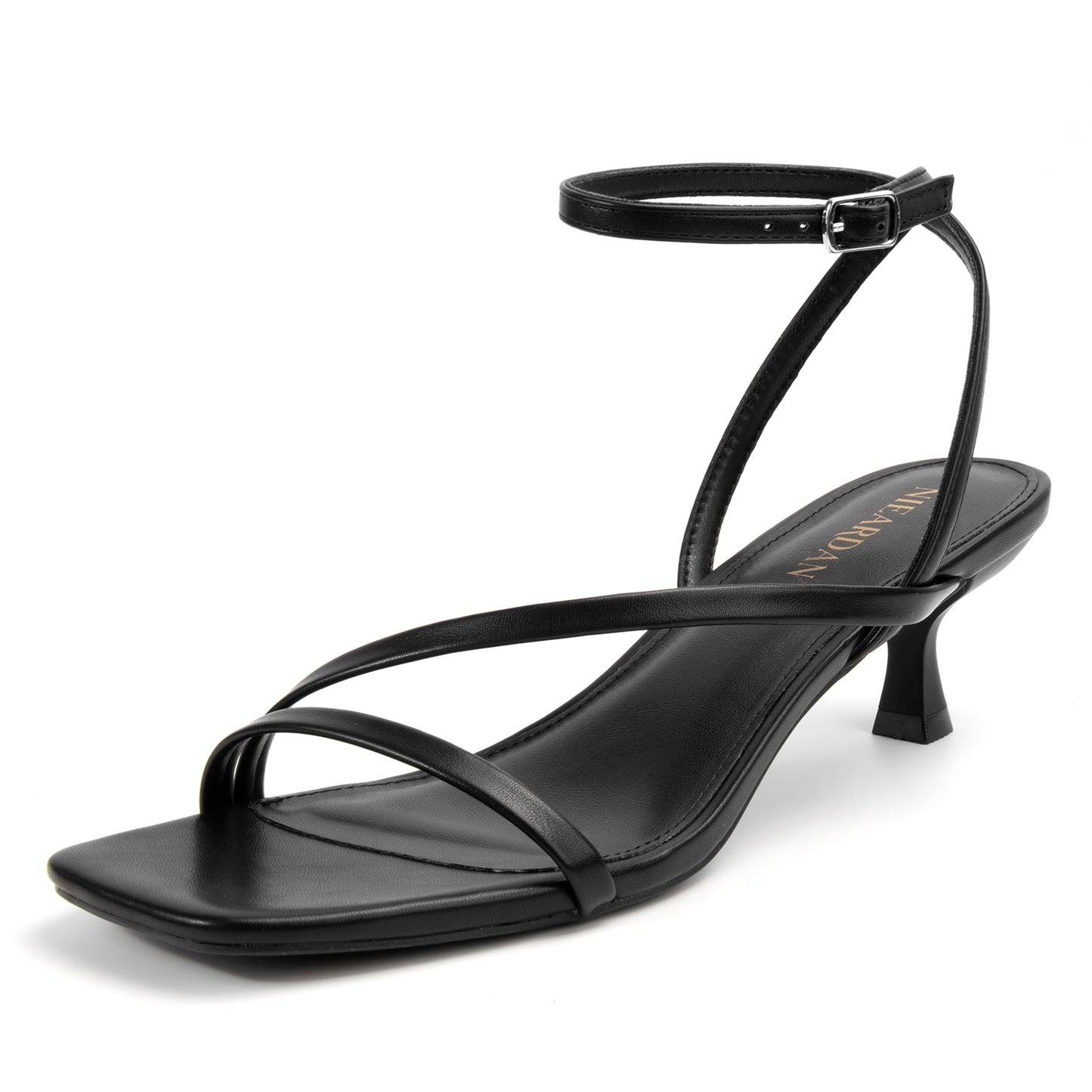Women's Kitten Heel Sandals Square Open Toe Heels Ankle Buckle Heel Dress Sandals Dress Sandals for Women