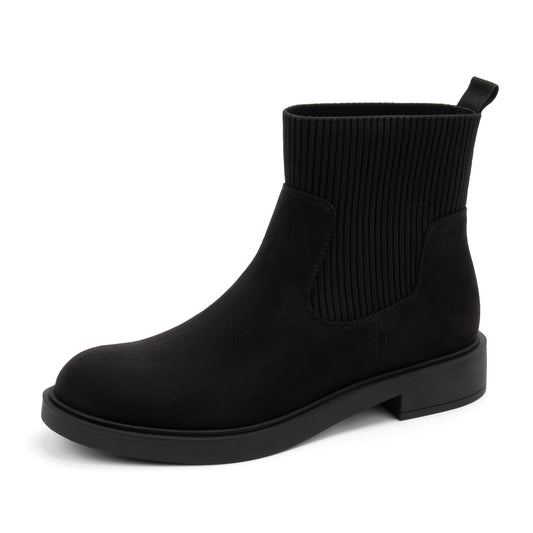 Women's Chelsea Boots Low Heel Slip on Lug Sole Platform Booties Fashion Chunky Elastic Ankle Booties