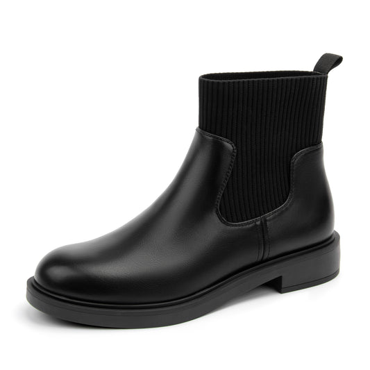 Women's Chelsea Boots Low Heel Slip on Lug Sole Platform Booties Fashion Chunky Elastic Ankle Booties