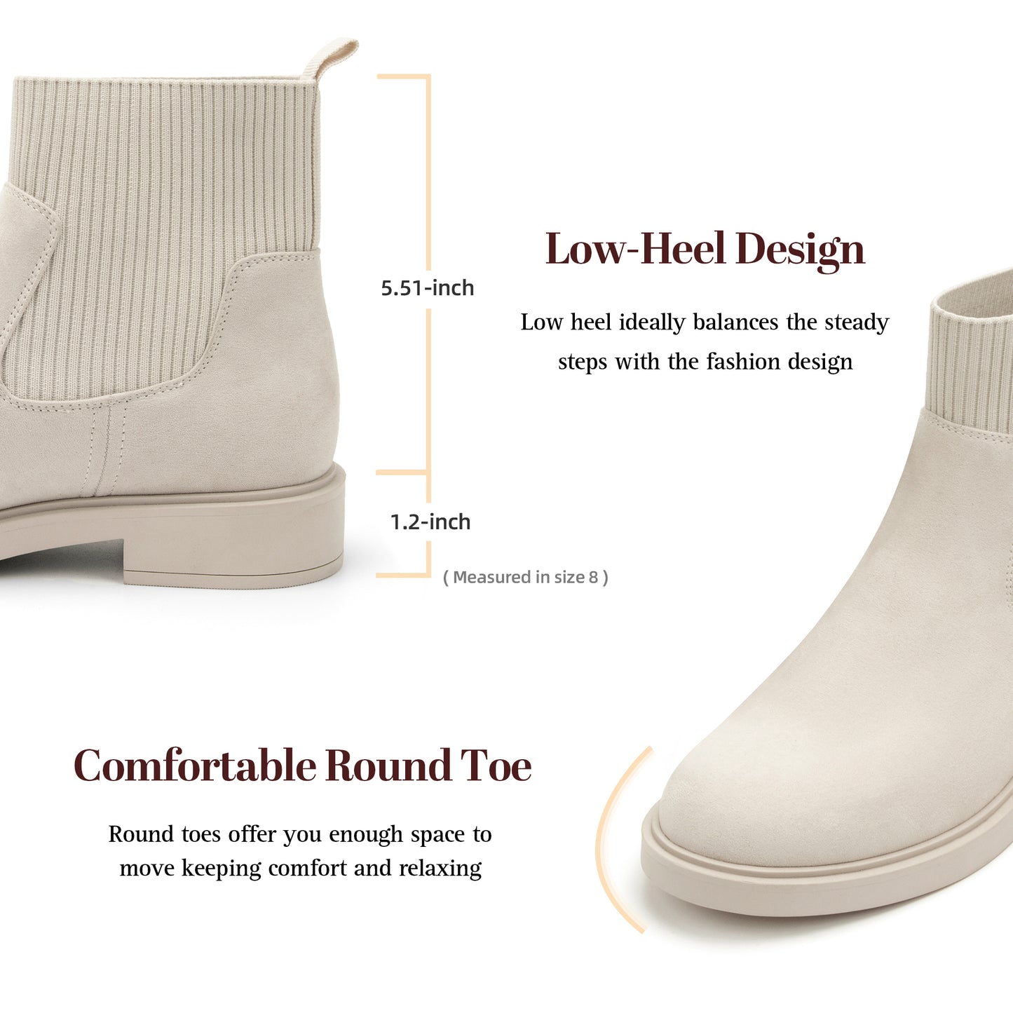 Women's Chelsea Boots Low Heel Slip on Lug Sole Platform Booties Fashion Chunky Elastic Ankle Booties