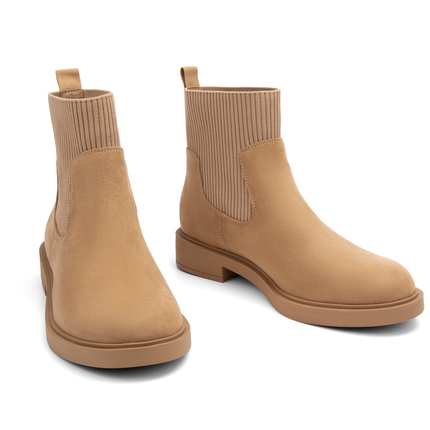 Women's Chelsea Boots Low Heel Slip on Lug Sole Platform Booties Fashion Chunky Elastic Ankle Booties