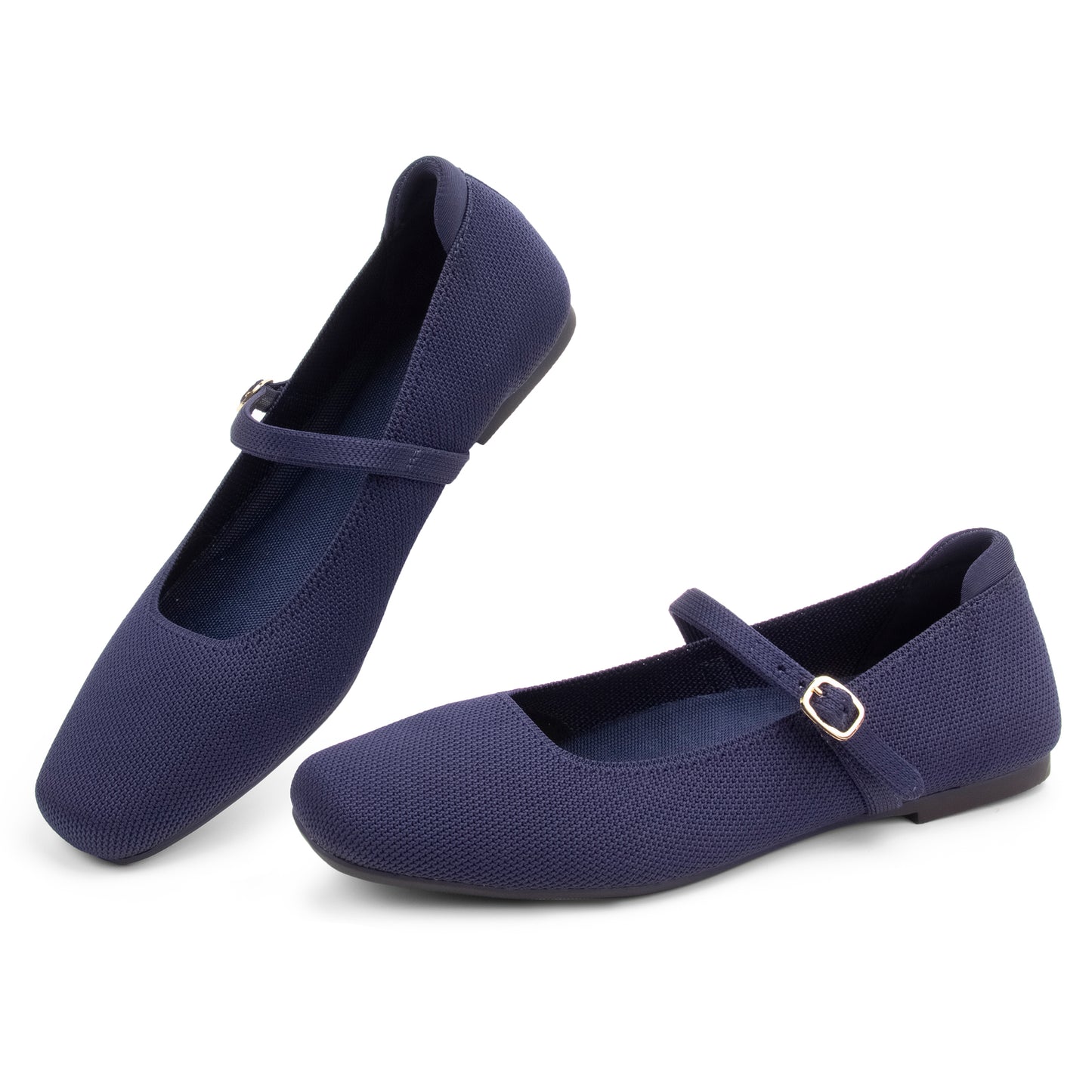 Women's Ballet Flats Square Toe Slip On Shoes Knit Dress Mary Jane Flats Woman Comfy Soft Causal Work Walking