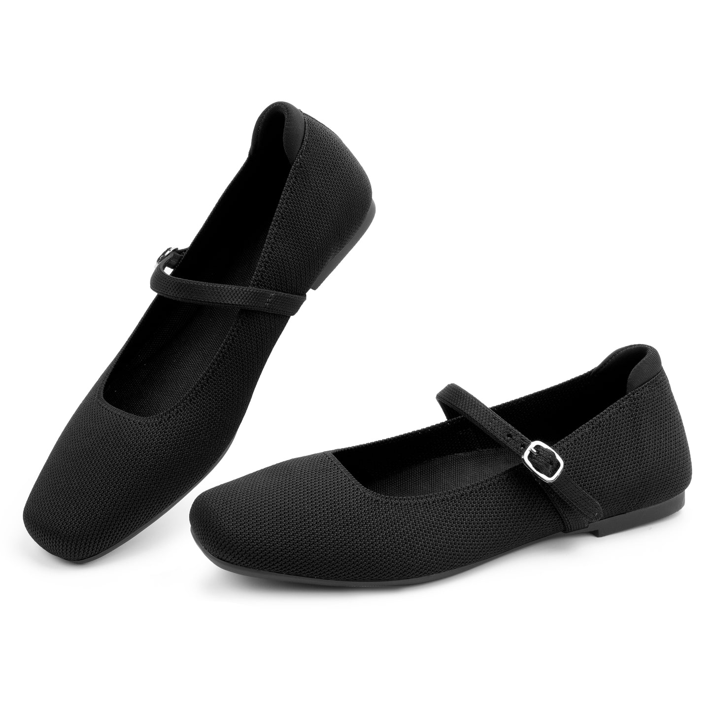 Women's Ballet Flats Square Toe Slip On Shoes Knit Dress Mary Jane Flats Woman Comfy Soft Causal Work Walking