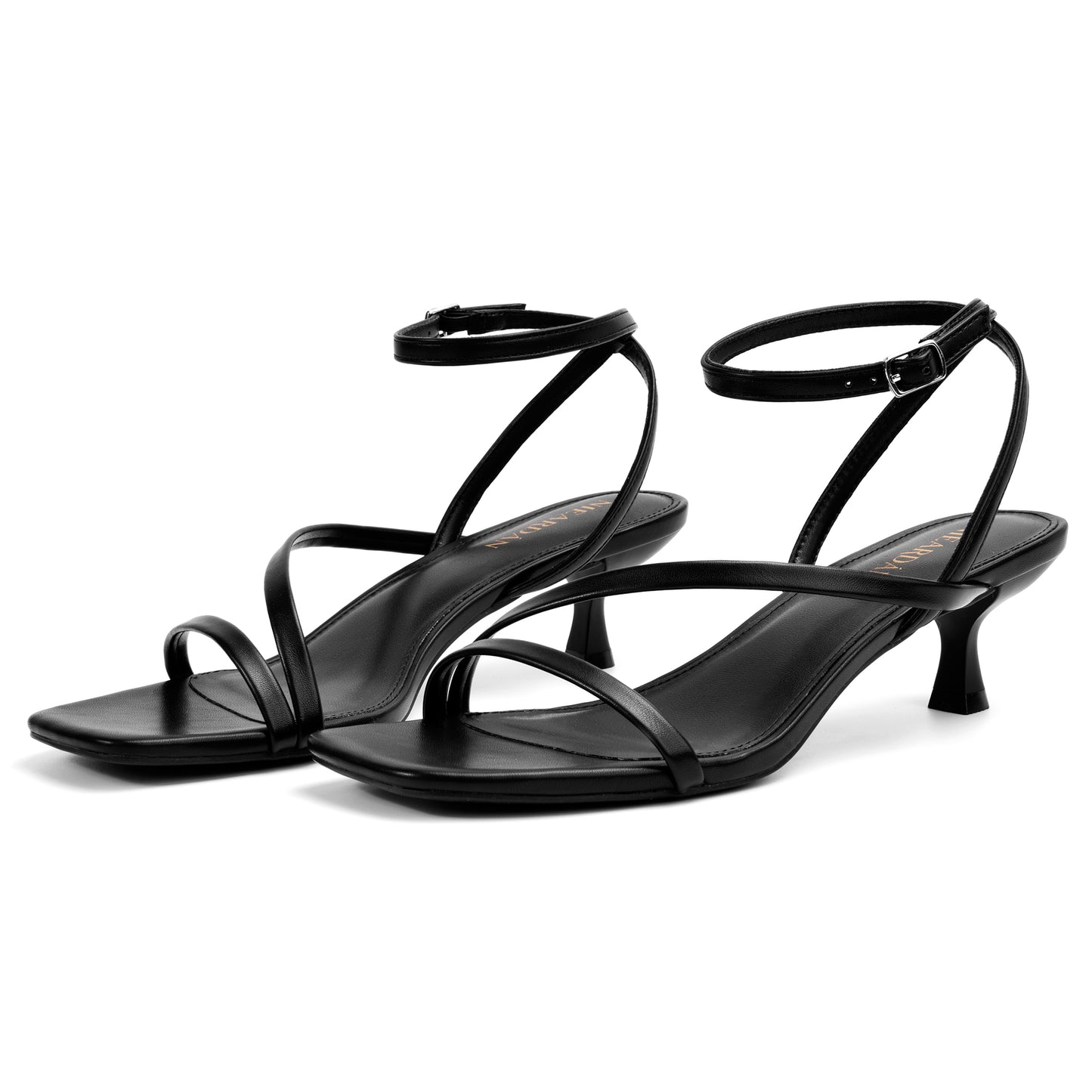 Women's Kitten Heel Sandals Square Open Toe Heels Ankle Buckle Heel Dress Sandals Dress Sandals for Women