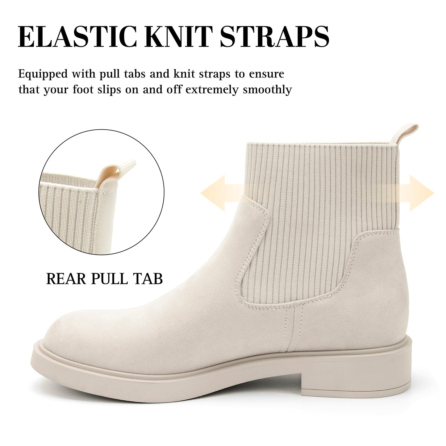 Women's Chelsea Boots Low Heel Slip on Lug Sole Platform Booties Fashion Chunky Elastic Ankle Booties