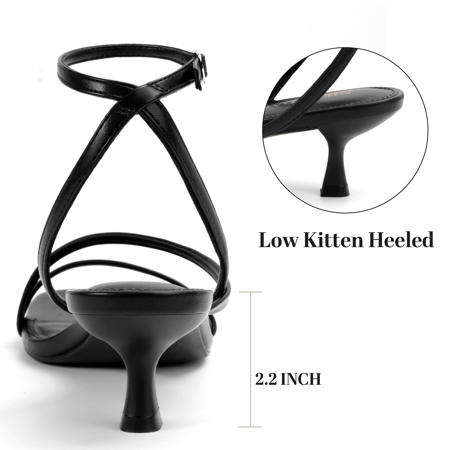 Women's Kitten Heel Sandals Square Open Toe Heels Ankle Buckle Heel Dress Sandals Dress Sandals for Women