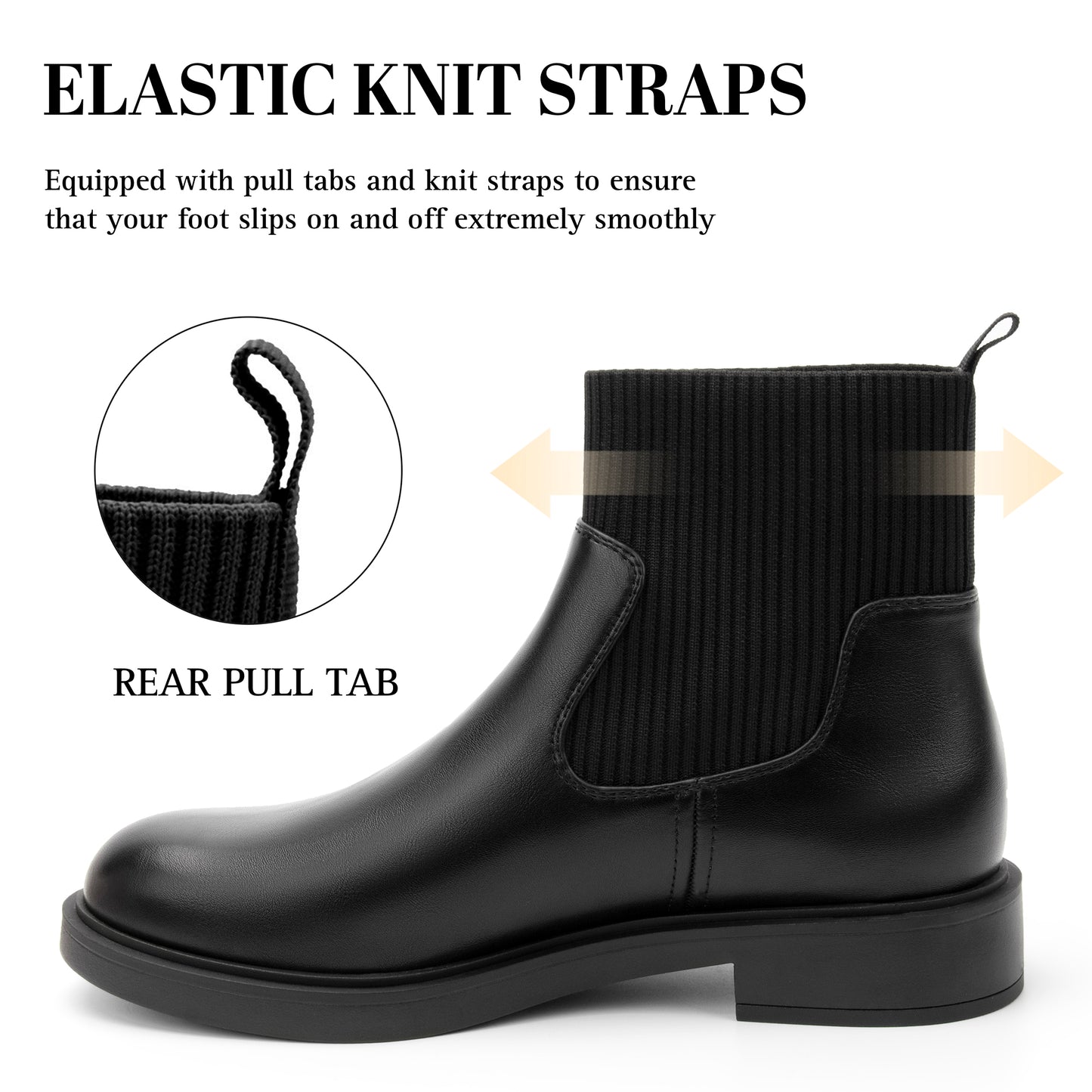 Women's Chelsea Boots Low Heel Slip on Lug Sole Platform Booties Fashion Chunky Elastic Ankle Booties
