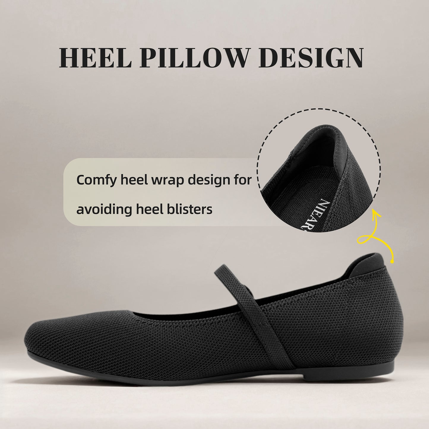 Women's Ballet Flats Square Toe Slip On Shoes Knit Dress Mary Jane Flats Woman Comfy Soft Causal Work Walking