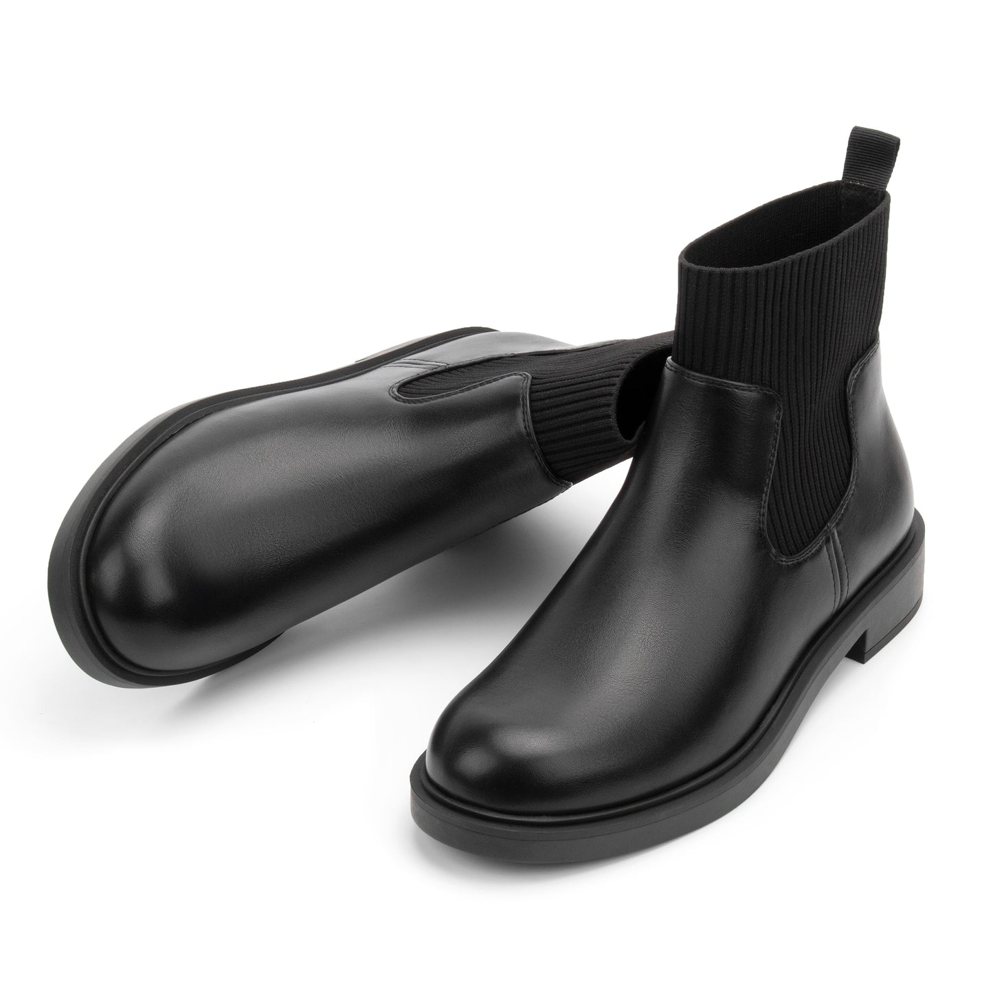 Women's Chelsea Boots Low Heel Slip on Lug Sole Platform Booties Fashion Chunky Elastic Ankle Booties