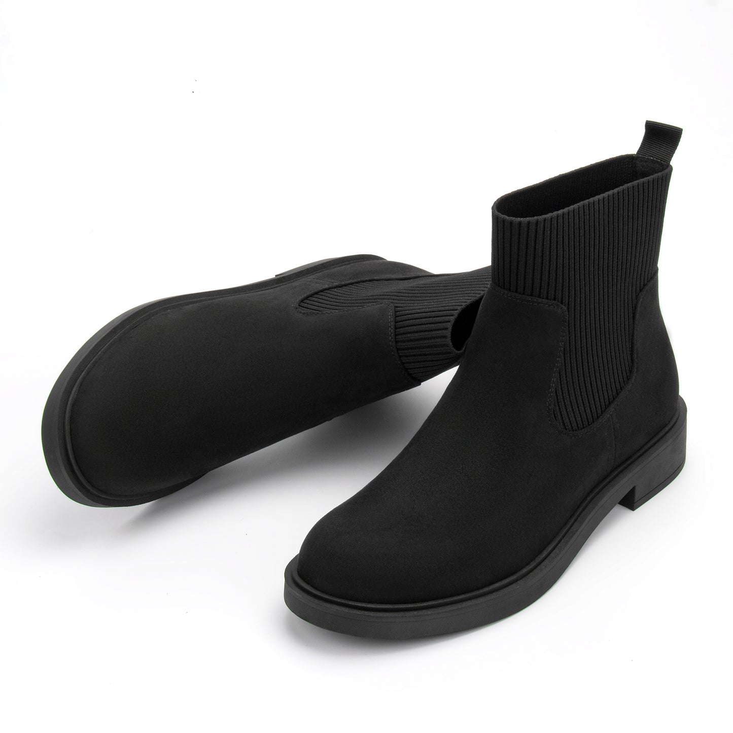 Women's Chelsea Boots Low Heel Slip on Lug Sole Platform Booties Fashion Chunky Elastic Ankle Booties