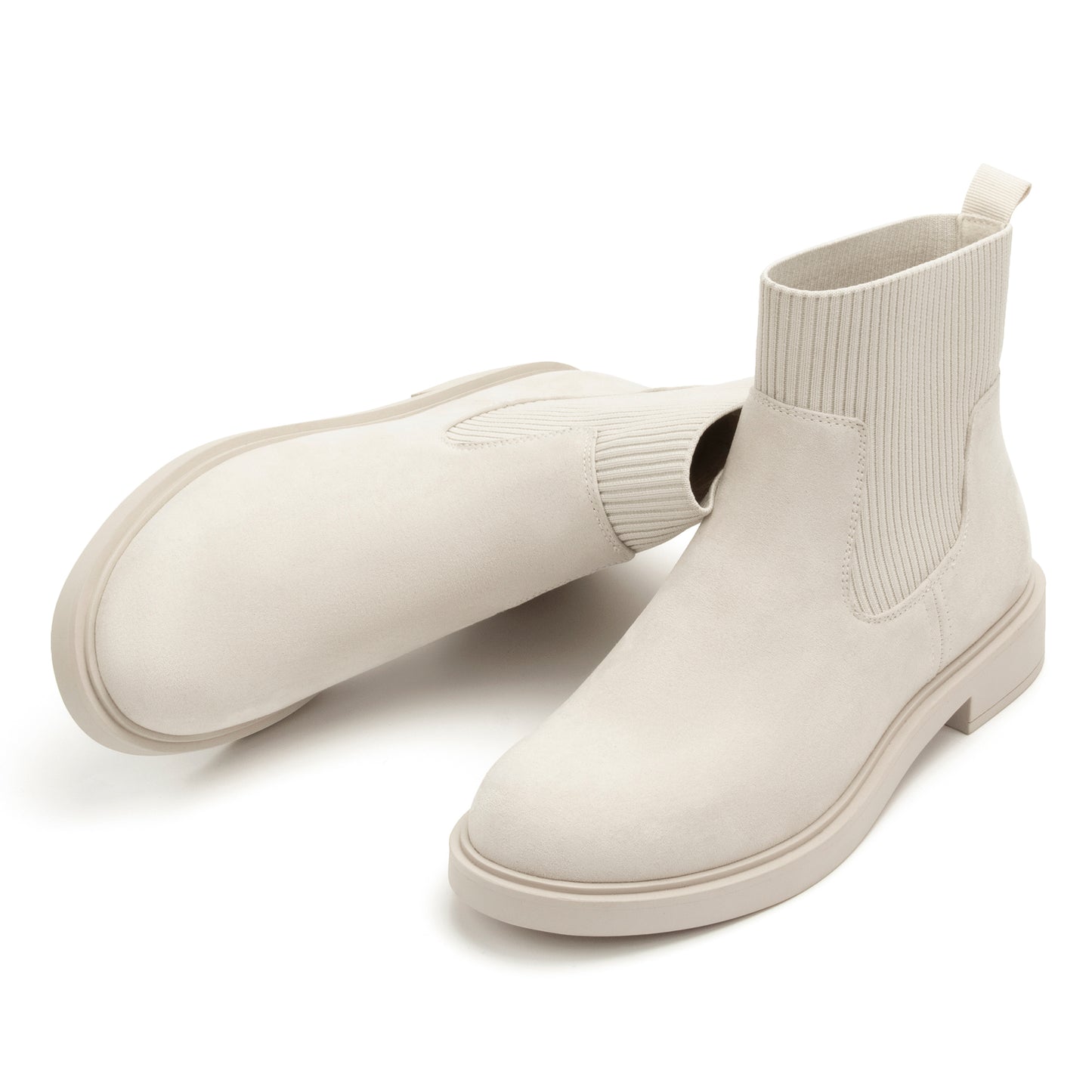 Women's Chelsea Boots Low Heel Slip on Lug Sole Platform Booties Fashion Chunky Elastic Ankle Booties