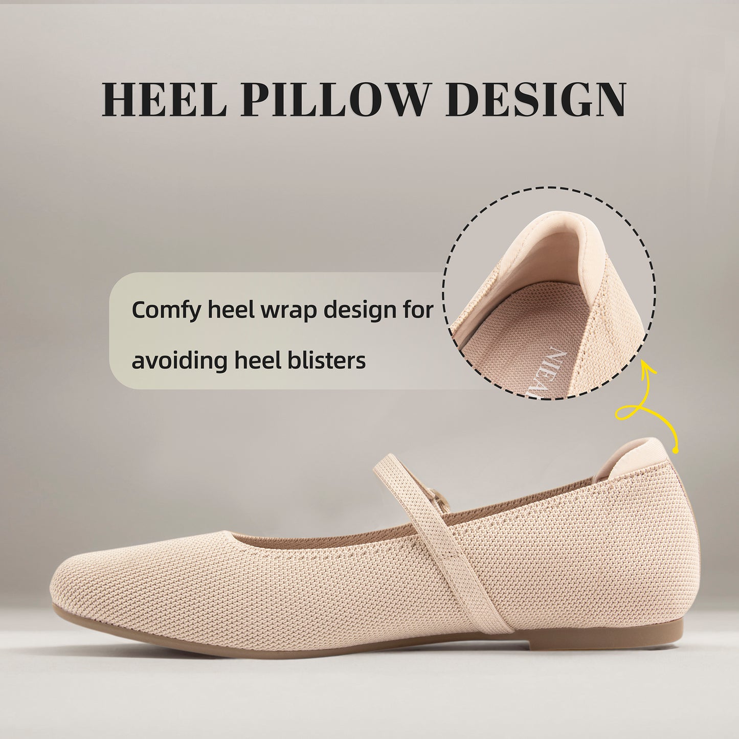Women's Ballet Flats Square Toe Slip On Shoes Knit Dress Mary Jane Flats Woman Comfy Soft Causal Work Walking