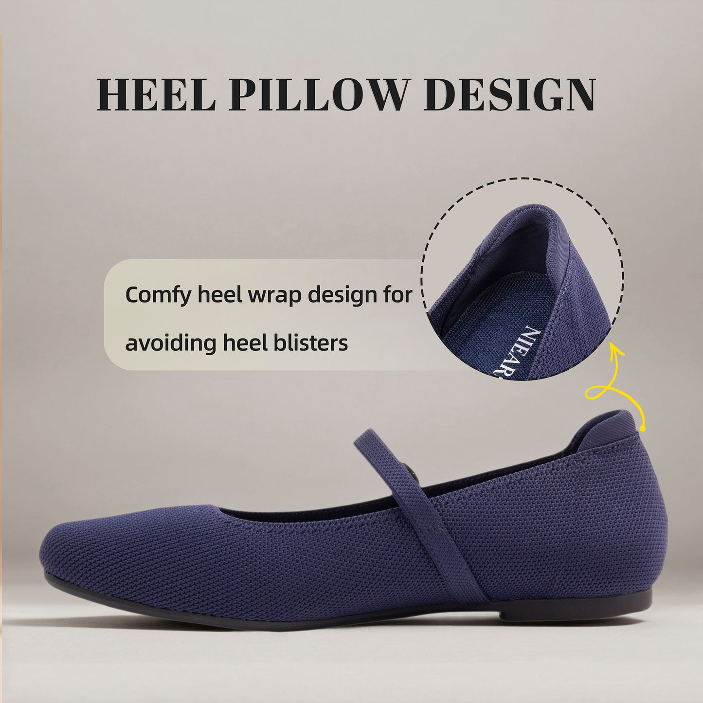 Women's Ballet Flats Square Toe Slip On Shoes Knit Dress Mary Jane Flats Woman Comfy Soft Causal Work Walking