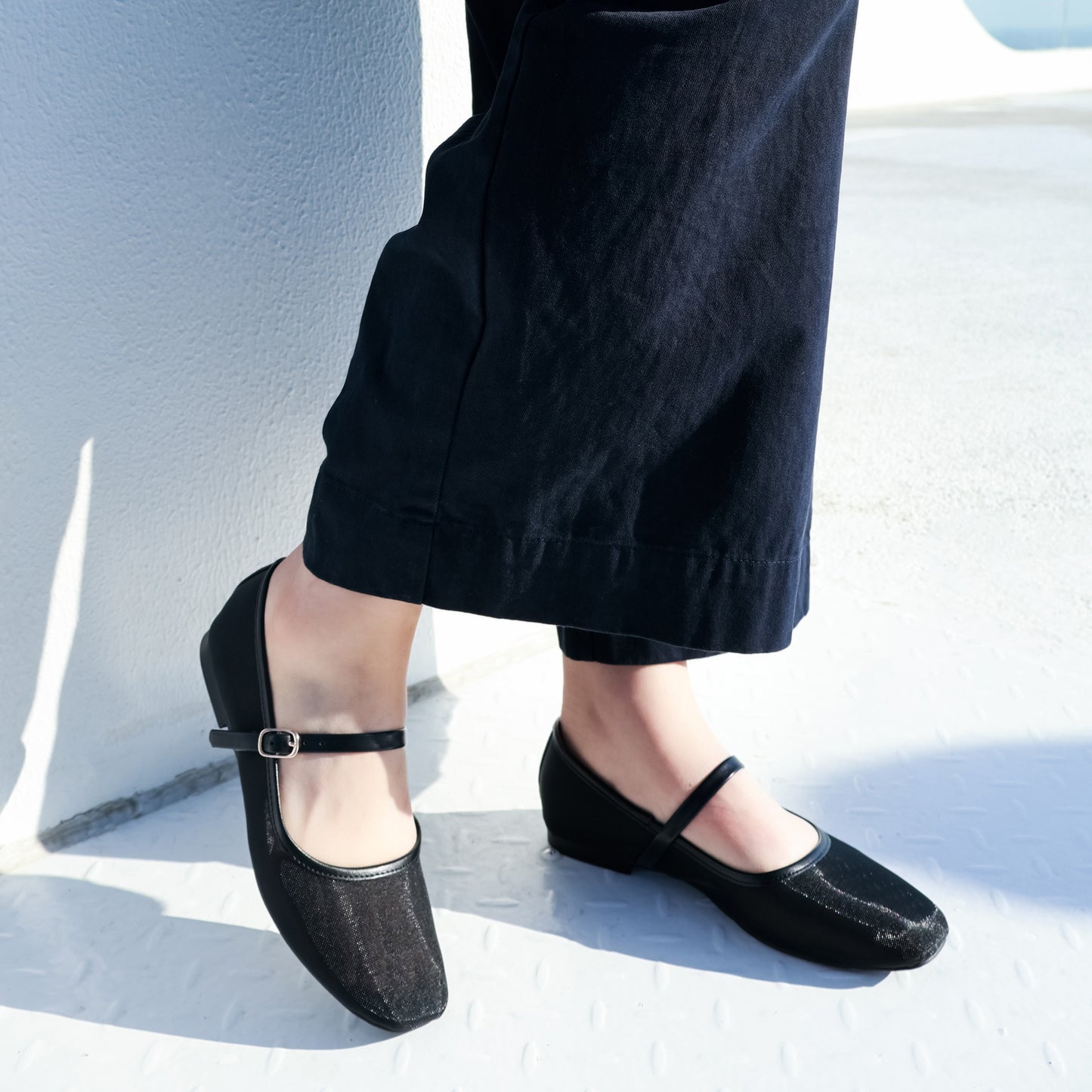 Mesh Ballet Flats Square Toe Mary Jane Flats Buckle Women Comfy Causal Dress Shoes