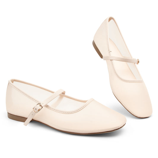 Mesh Ballet Flats Square Toe Mary Jane Flats Buckle Women Comfy Causal Dress Shoes