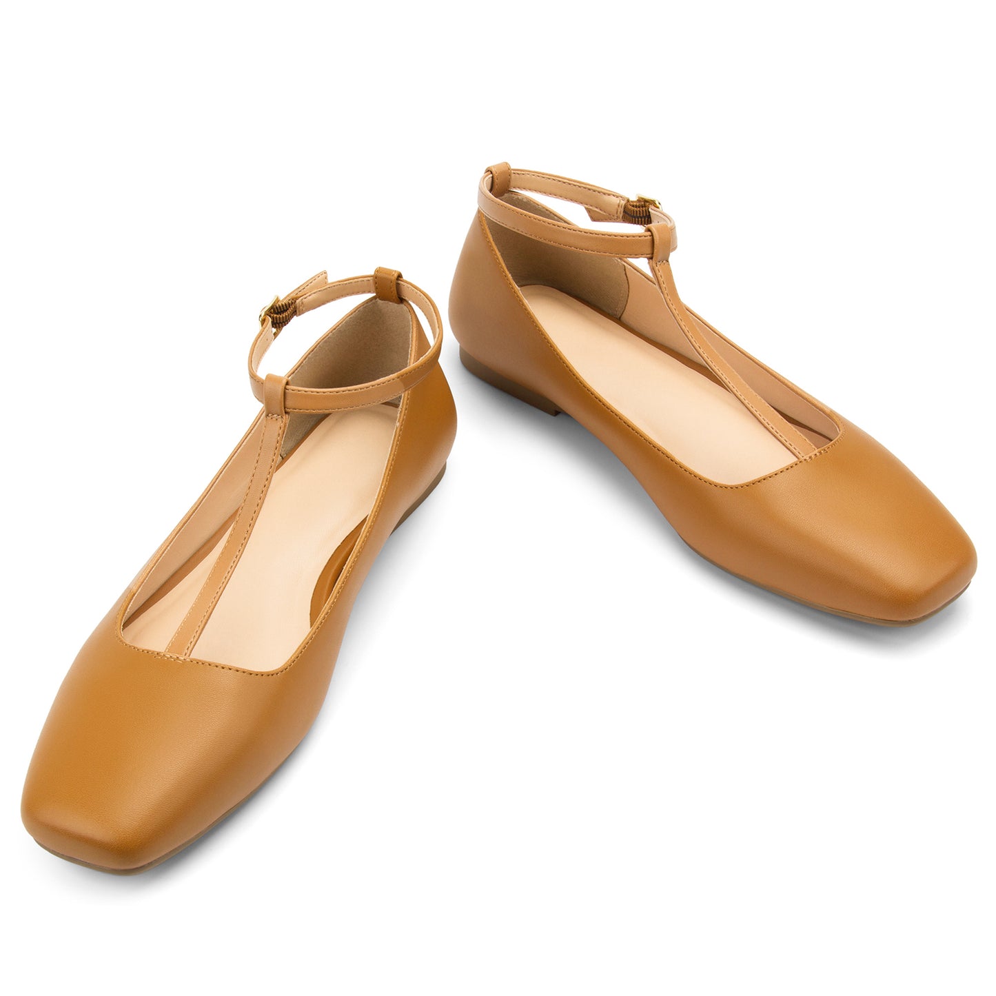 Mary Jane Flats Women Adjustable T Strap Square Toe Ballet Flats Ankle Strap Dress Comfortable Flats for Work,Date Nights Party,Office,Wedding