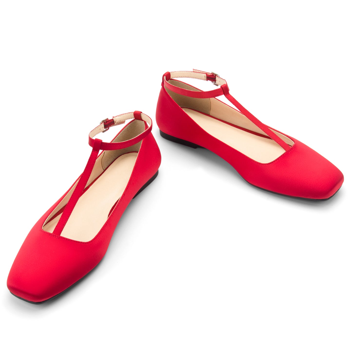 Mary Jane Flats Women Adjustable T Strap Square Toe Ballet Flats Ankle Strap Dress Comfortable Flats for Work,Date Nights Party,Office,Wedding