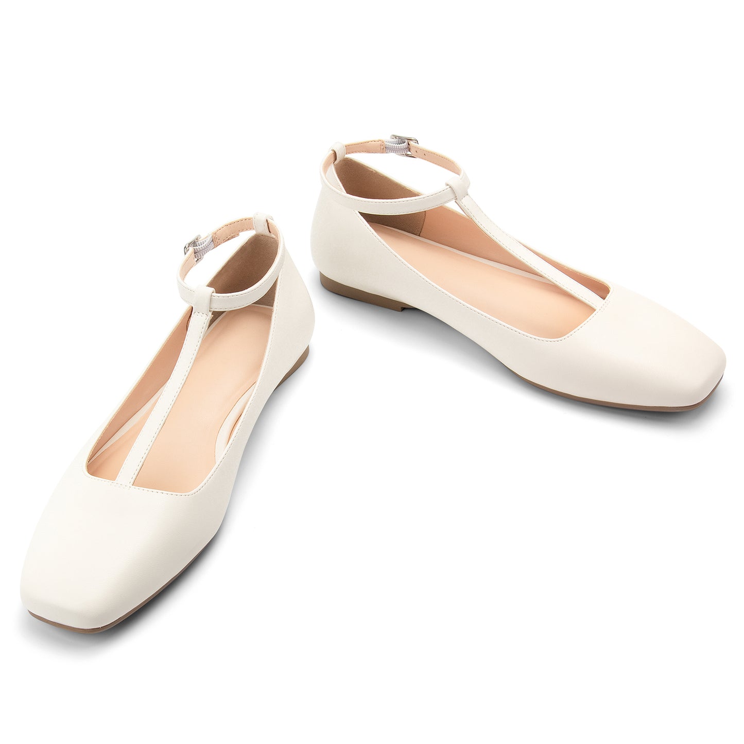 Mary Jane Flats Women Adjustable T Strap Square Toe Ballet Flats Ankle Strap Dress Comfortable Flats for Work,Date Nights Party,Office,Wedding