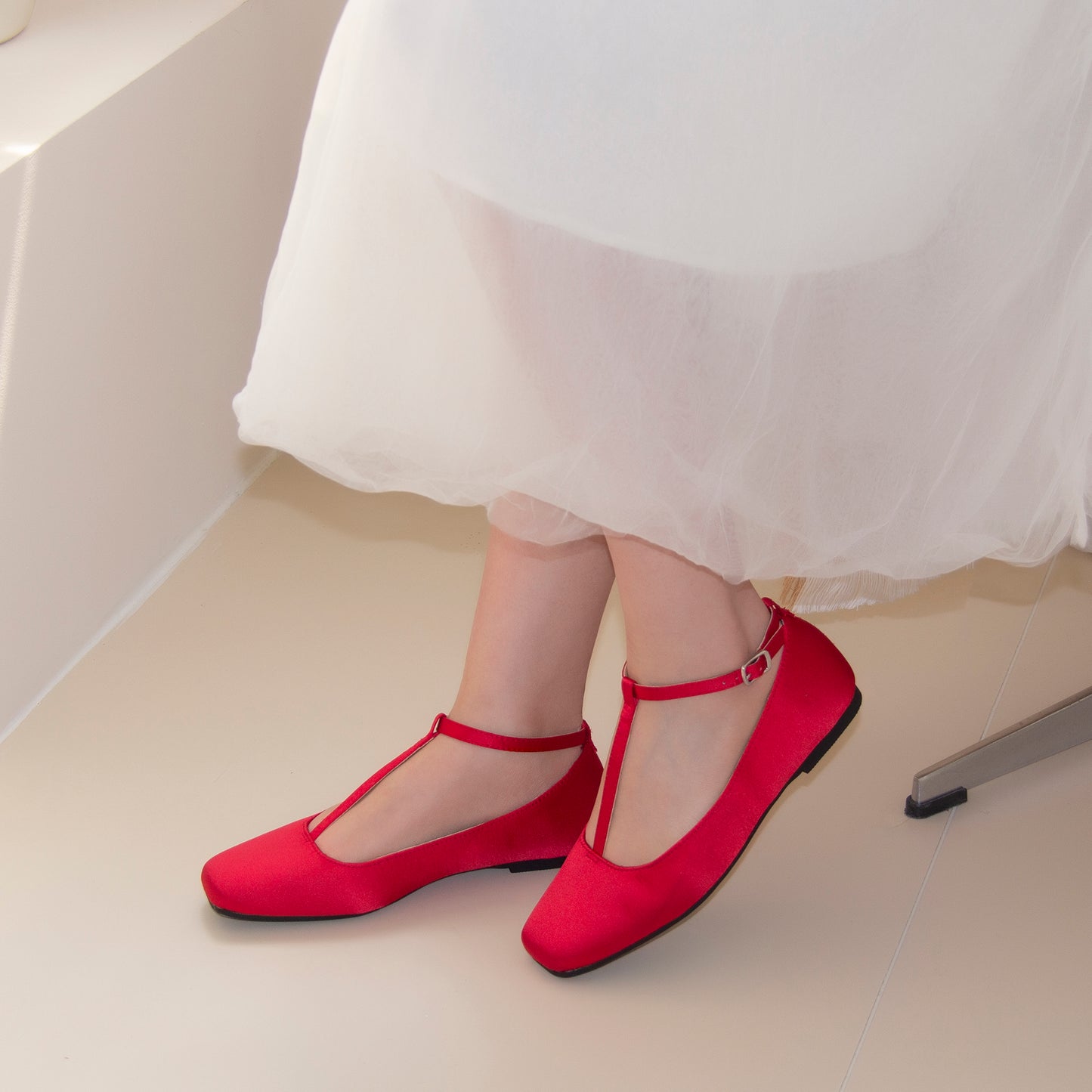 Mary Jane Flats Women Adjustable T Strap Square Toe Ballet Flats Ankle Strap Dress Comfortable Flats for Work,Date Nights Party,Office,Wedding