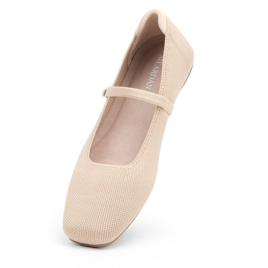 Women's Ballet Flats Square Toe Slip On Shoes Knit Dress Mary Jane Flats Woman Comfy Soft Causal Work Walking