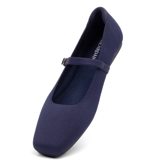 Women's Ballet Flats Square Toe Slip On Shoes Knit Dress Mary Jane Flats Woman Comfy Soft Causal Work Walking